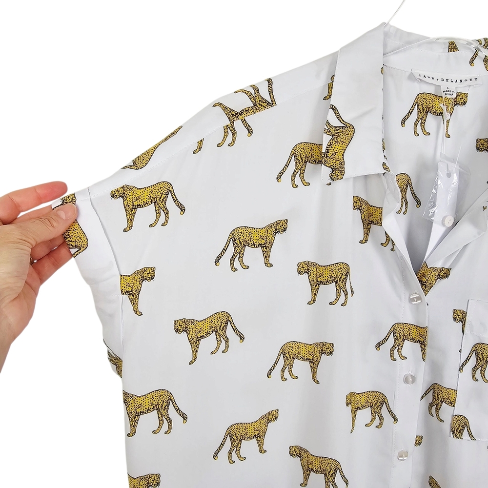 Jane & Delancey Cheetah Print Button Front Shirt NWT - Picture 5 of 8